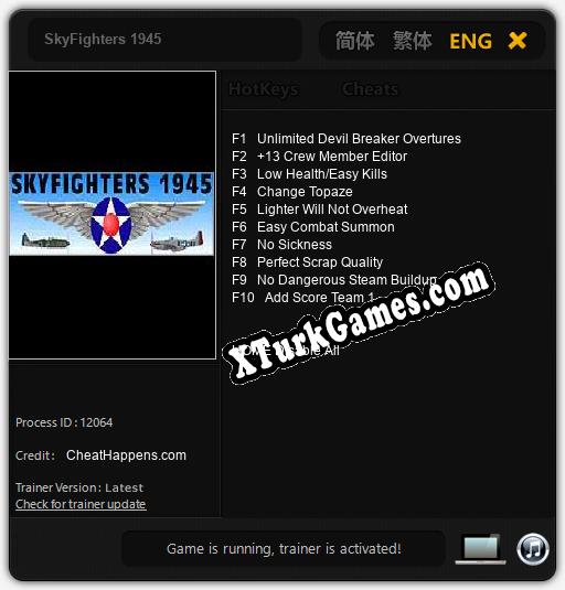 SkyFighters 1945: Trainer +10 [v1.2]