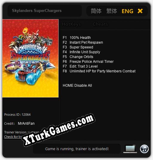 İçin Trainer’ı Çıktı Skylanders SuperChargers [v1.0.9]