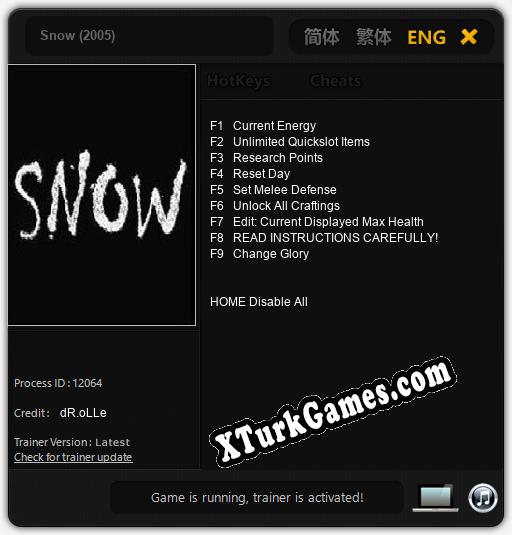 Snow (2005): Trainer +9 [v1.9]