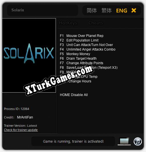 Solarix: Trainer’ı (V1.0.78)