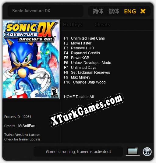 Sonic Adventure DX: Trainer’ı (V1.0.66)