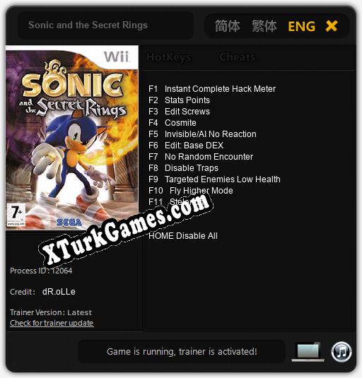 İçin Trainer’ı Çıktı Sonic and the Secret Rings [v1.0.9]