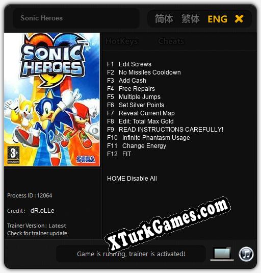 Sonic Heroes: Cheats, Trainer +12 [dR.oLLe]