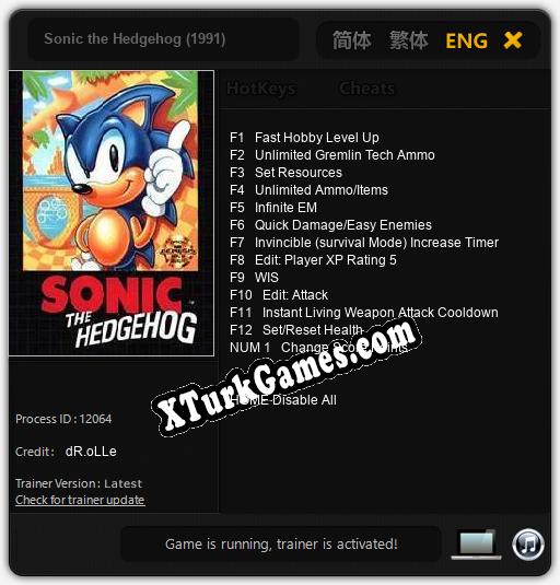 İçin Trainer’ı Çıktı Sonic the Hedgehog (1991) [v1.0.2]