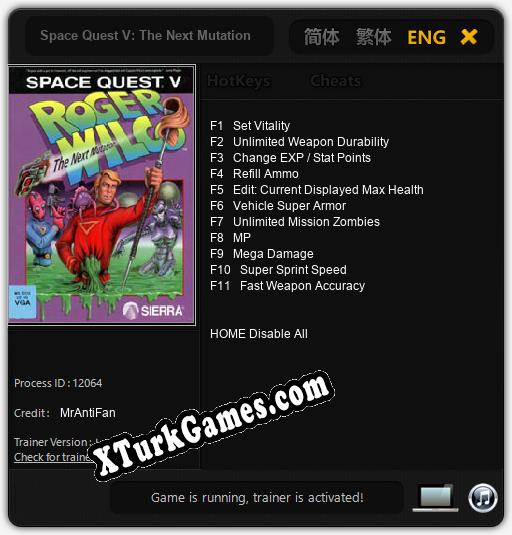 Space Quest V: The Next Mutation: Trainer +11 [v1.2]