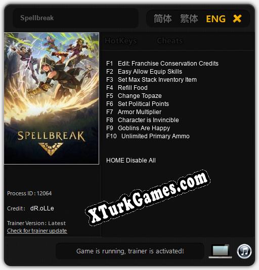Spellbreak: Trainer’ı (V1.0.65)