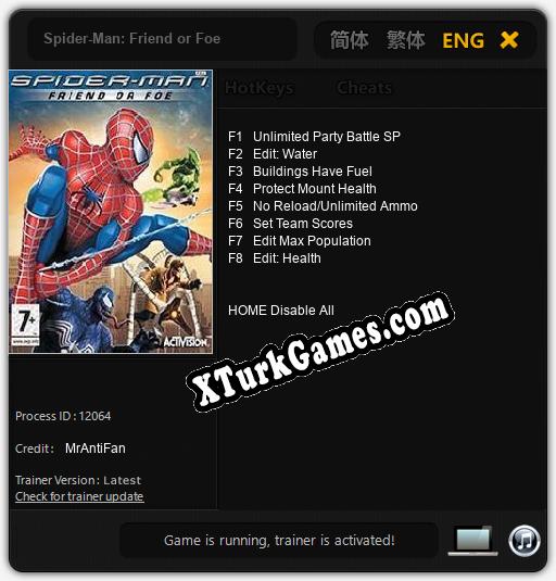 Spider-Man: Friend or Foe: Trainer’ı (V1.0.20)