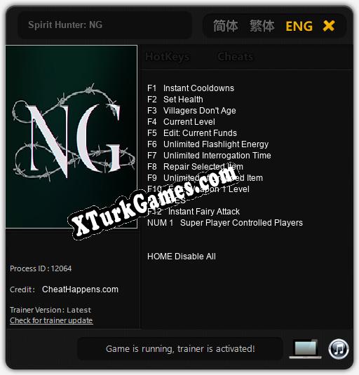 İçin Trainer’ı Çıktı Spirit Hunter: NG [v1.0.9]