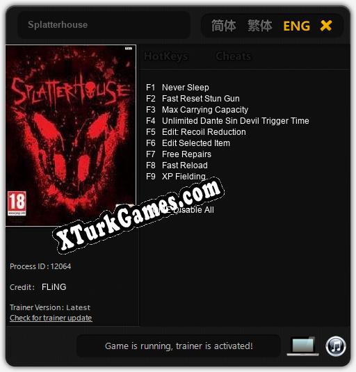 Splatterhouse: Trainer +9 [v1.7]