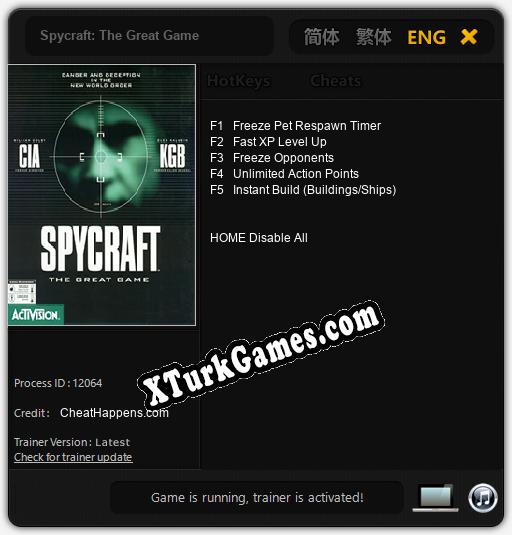 Spycraft: The Great Game: Trainer +5 [v1.8]