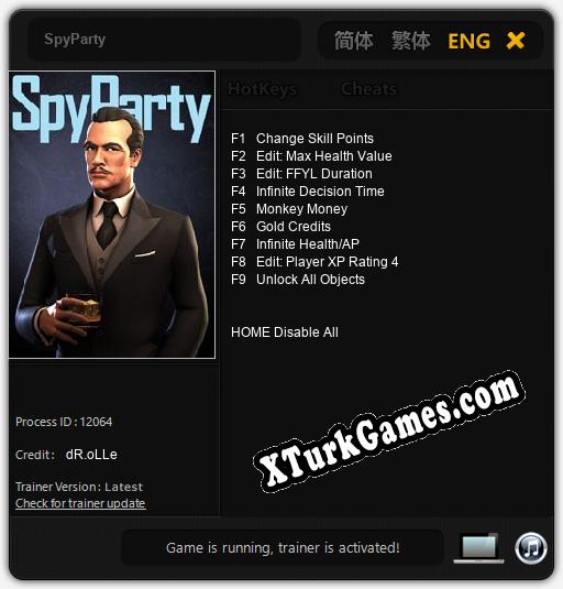 İçin Trainer’ı Çıktı SpyParty [v1.0.4]
