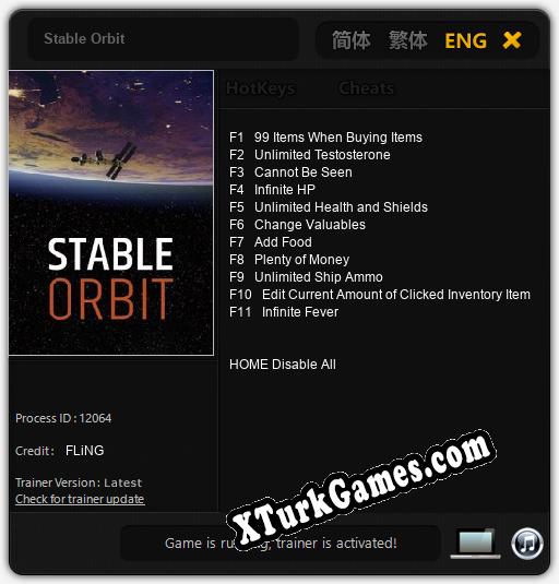 Stable Orbit: Cheats, Trainer +11 [FLiNG]