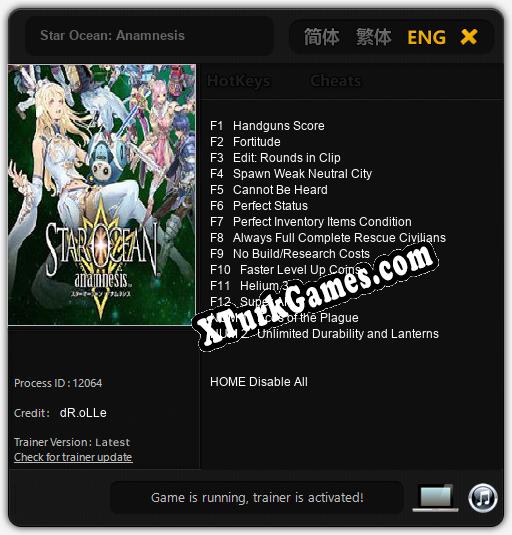 İçin Trainer’ı Çıktı Star Ocean: Anamnesis [v1.0.7]