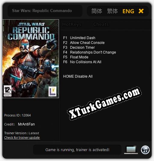 İçin Trainer’ı Çıktı Star Wars: Republic Commando [v1.0.5]