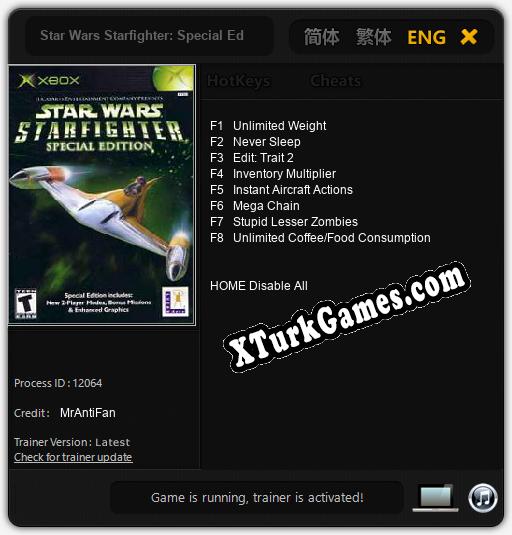 Star Wars Starfighter: Special Edition: Cheats, Trainer +8 [MrAntiFan]