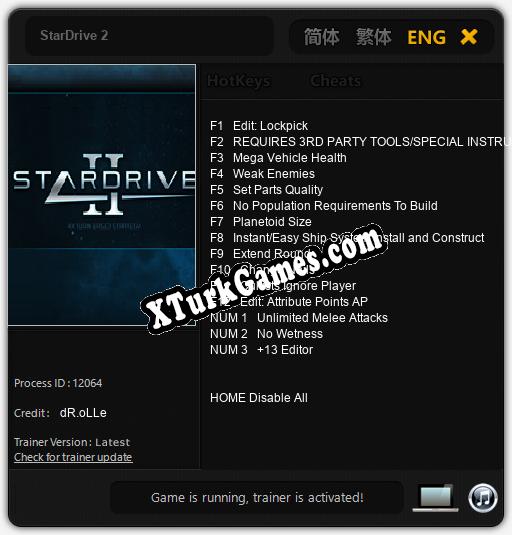 İçin Trainer’ı Çıktı StarDrive 2 [v1.0.8]