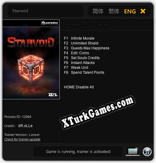 İçin Trainer’ı Çıktı Starvoid [v1.0.5]