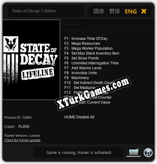 İçin Trainer’ı Çıktı State of Decay: Lifeline [v1.0.9]