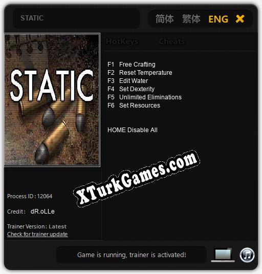 İçin Trainer’ı Çıktı STATIC [v1.0.5]
