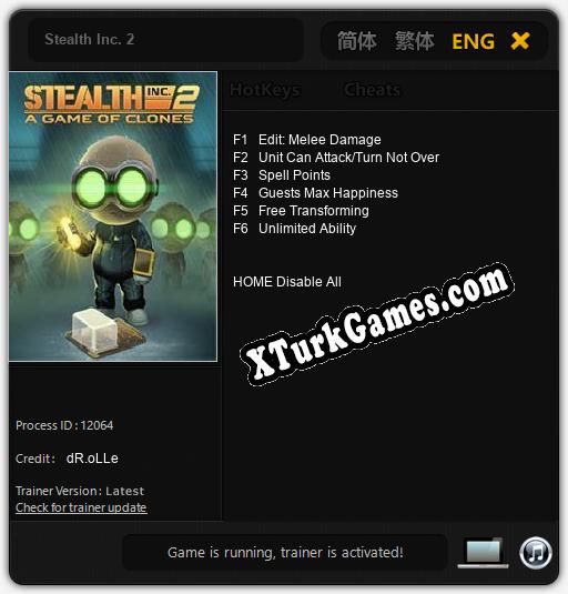 İçin Trainer’ı Çıktı Stealth Inc. 2 [v1.0.1]
