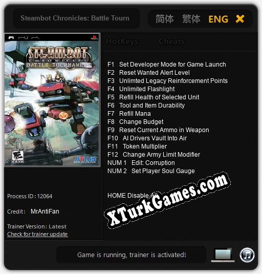 Steambot Chronicles: Battle Tournament: Cheats, Trainer +14 [MrAntiFan]