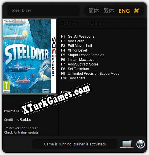 İçin Trainer’ı Çıktı Steel Diver [v1.0.9]