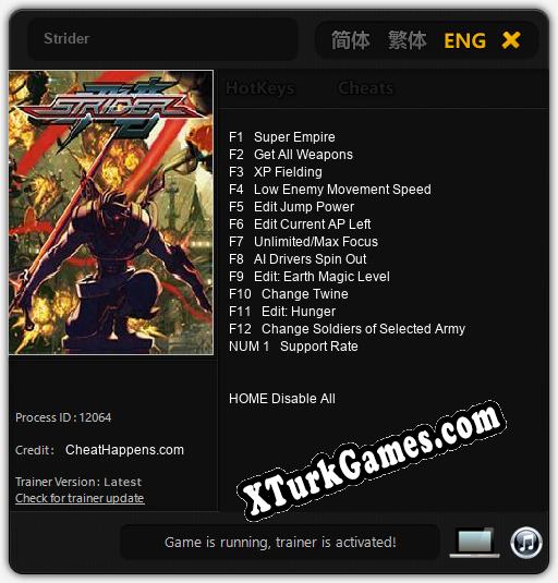 İçin Trainer’ı Çıktı Strider [v1.0.4]