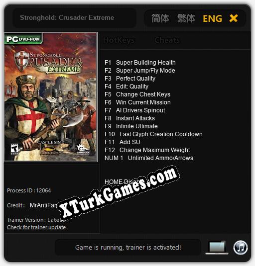 İçin Trainer’ı Çıktı Stronghold: Crusader Extreme [v1.0.3]