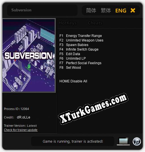 İçin Trainer’ı Çıktı Subversion [v1.0.9]