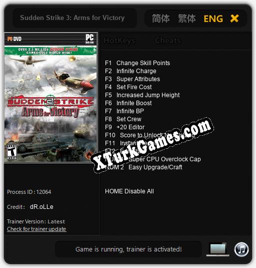 Sudden Strike 3: Arms for Victory: Cheats, Trainer +14 [dR.oLLe]