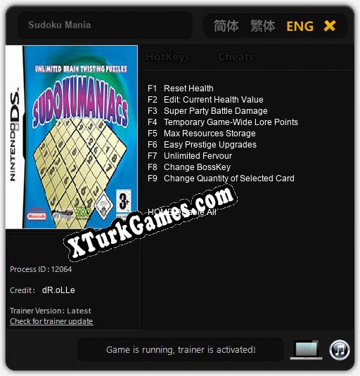 Sudoku Mania: Trainer’ı (V1.0.50)