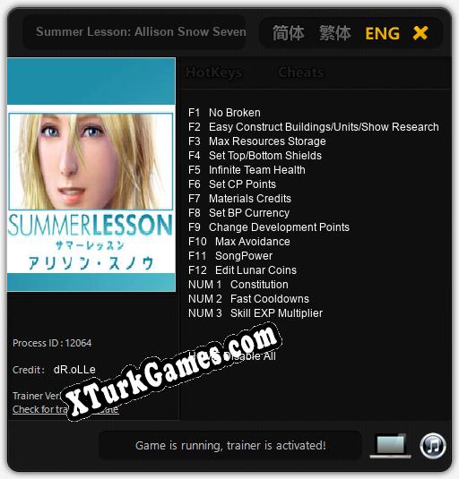 İçin Trainer’ı Çıktı Summer Lesson: Allison Snow Seven Days Garden [v1.0.9]