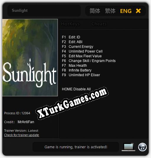 İçin Trainer’ı Çıktı Sunlight [v1.0.6]