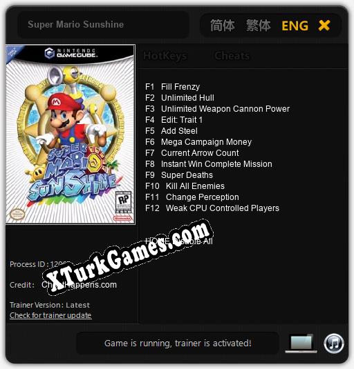 Super Mario Sunshine: Trainer +12 [v1.7]