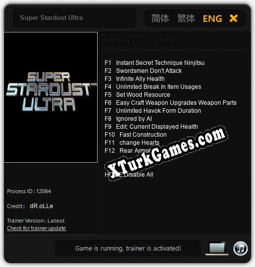 Super Stardust Ultra: Trainer +12 [v1.7]