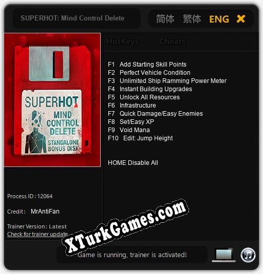 SUPERHOT: Mind Control Delete: Trainer +10 [v1.8]
