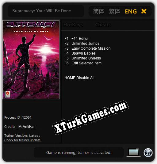 Supremacy: Your Will Be Done: Trainer’ı (V1.0.81)