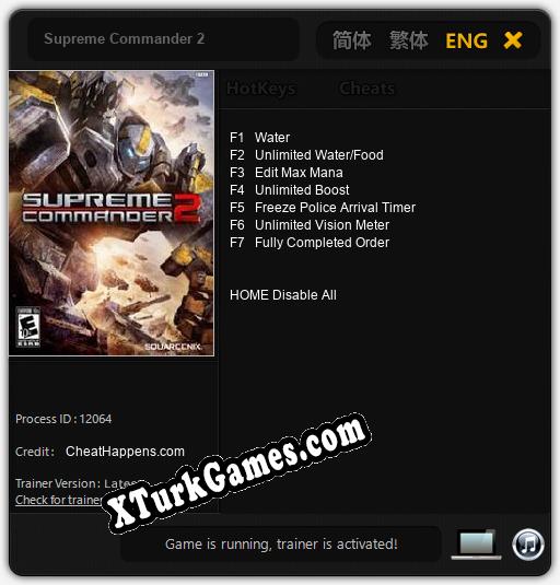 İçin Trainer’ı Çıktı Supreme Commander 2 [v1.0.2]