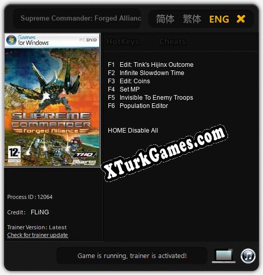 İçin Trainer’ı Çıktı Supreme Commander: Forged Alliance [v1.0.4]