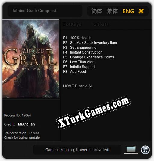 İçin Trainer’ı Çıktı Tainted Grail: Conquest [v1.0.1]