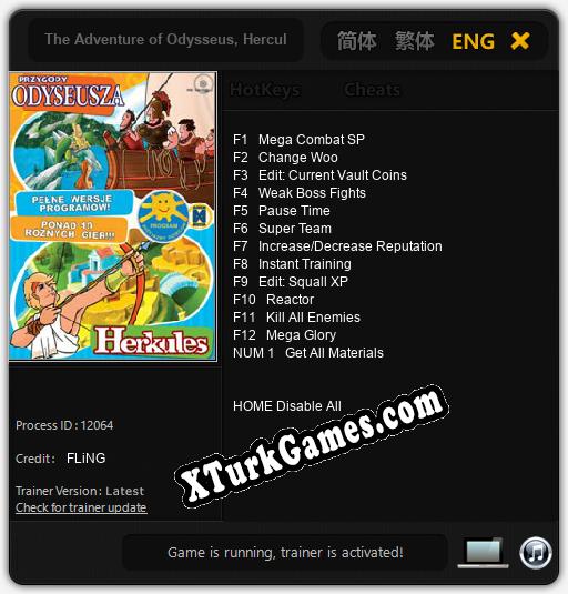 The Adventure of Odysseus, Hercules: Trainer +13 [v1.9]