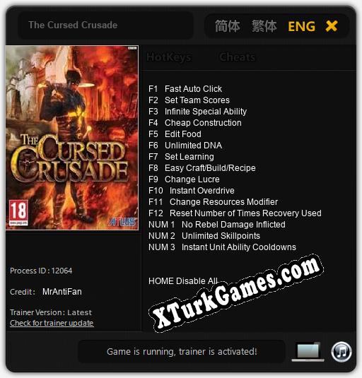 İçin Trainer’ı Çıktı The Cursed Crusade [v1.0.6]