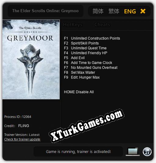 İçin Trainer’ı Çıktı The Elder Scrolls Online: Greymoor [v1.0.2]