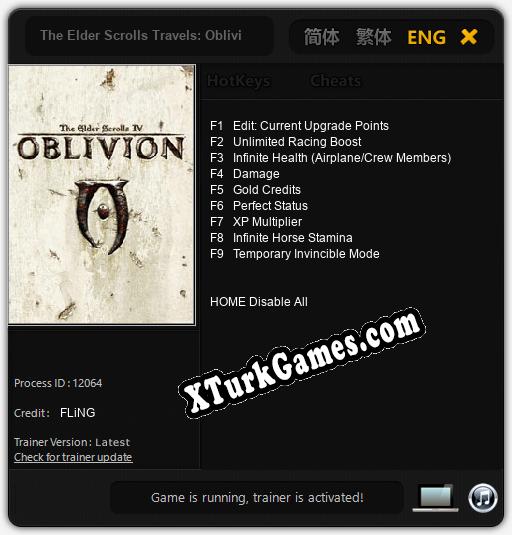 The Elder Scrolls Travels: Oblivion: Trainer’ı (V1.0.3)