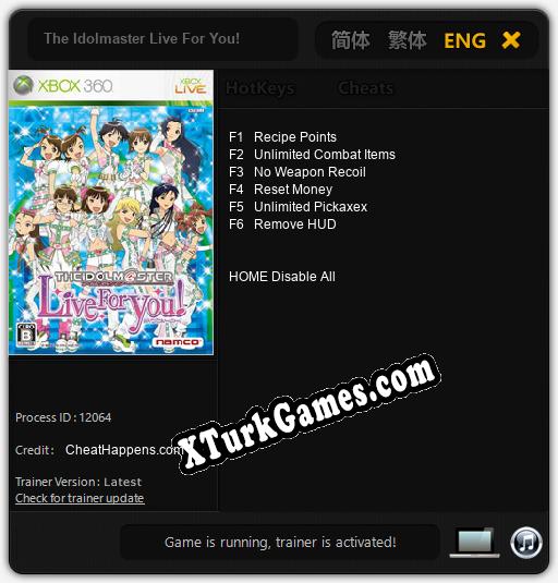 The Idolmaster Live For You!: Trainer +6 [v1.2]