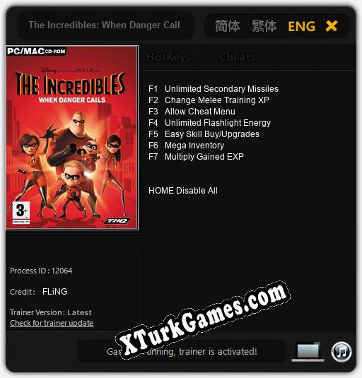 İçin Trainer’ı Çıktı The Incredibles: When Danger Calls [v1.0.7]