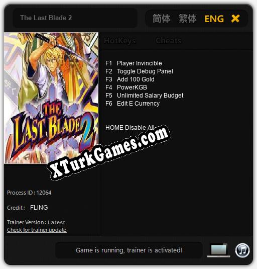 İçin Trainer’ı Çıktı The Last Blade 2 [v1.0.8]