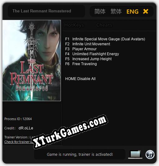The Last Remnant Remastered: Trainer +6 [v1.9]