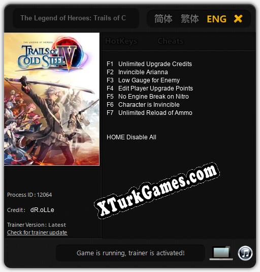 İçin Trainer’ı Çıktı The Legend of Heroes: Trails of Cold Steel IV [v1.0.5]