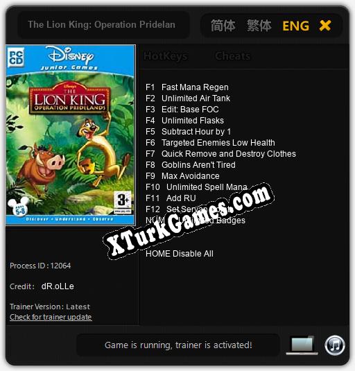 İçin Trainer’ı Çıktı The Lion King: Operation Pridelands [v1.0.2]
